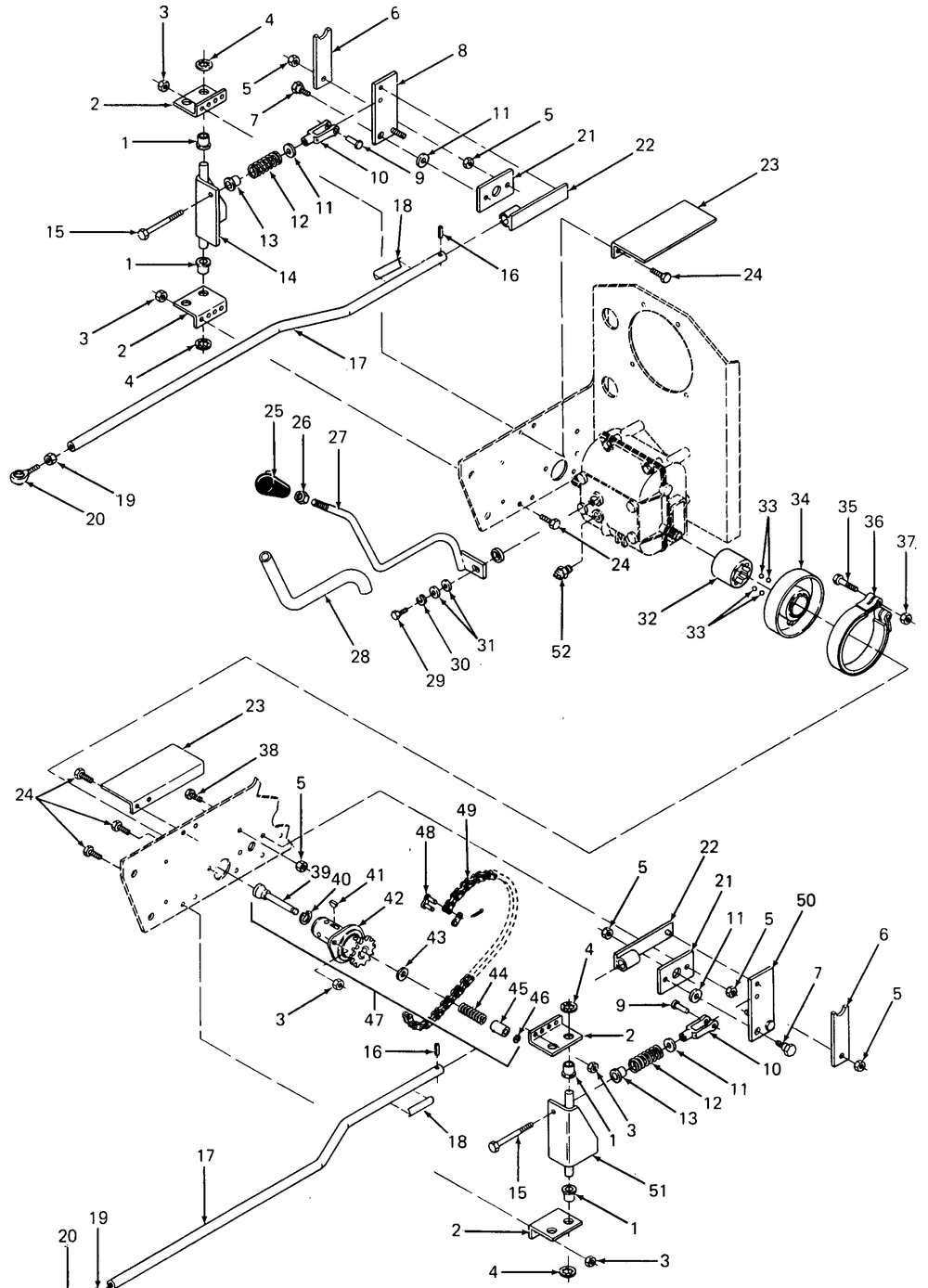 Steering And Transmission Controls And Brake Diagram and Parts List for 085 169110100-GMT Cub Cadet Generator